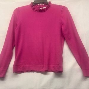 J. Crew Fuchsia Ruffled Long Sleeve Top size S preppy Barbie